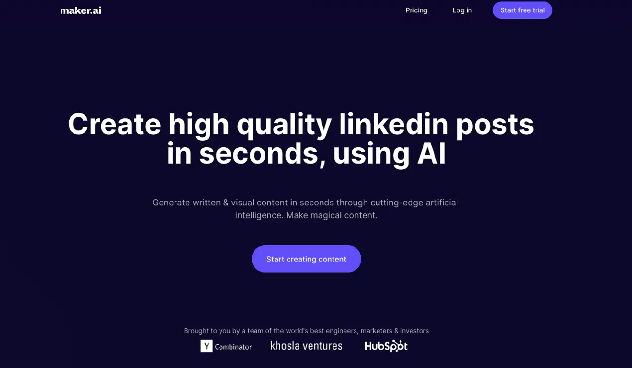 Maker.AI : Written and Visual Content using AI.
